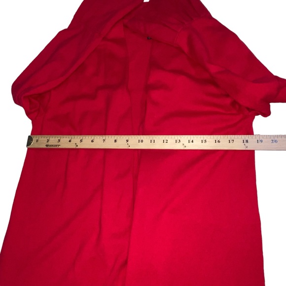 Talbots Cotton Cashmere Blend Red Open Cardigan Pleated Cuffs - Women’s Large - Picture 2 of 10
